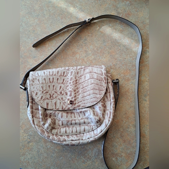 Lodis Cameron Beige croc Embossed leather crossbody - Picture 1 of 10